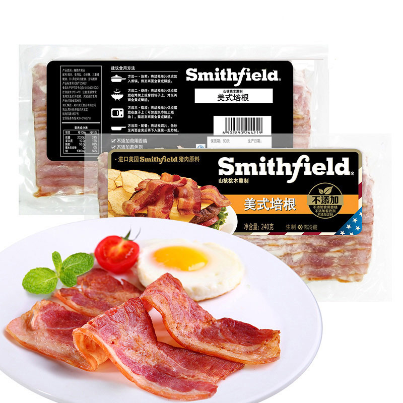 【苏宁生鲜】Smithfield美式培根(山核桃木熏制)240g 方便速食