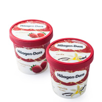 【苏宁生鲜】哈根达斯冰淇淋组合(香草+草莓)392g*2 方便速食