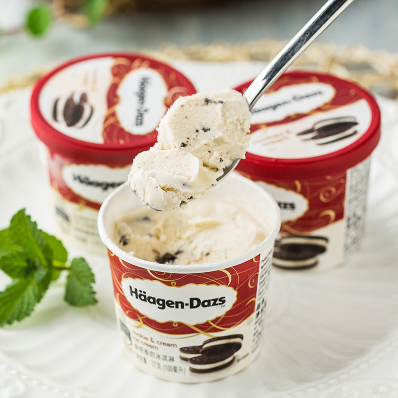 苏宁生鲜哈根达斯曲奇香奶冰淇淋77g4方便速食进口