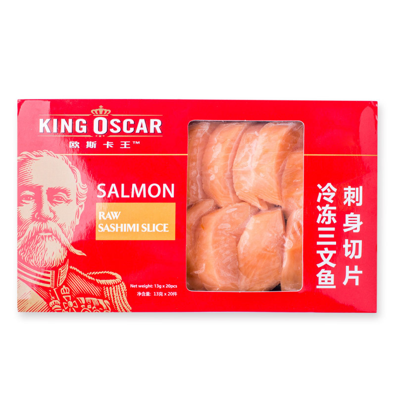 [苏宁生鲜]KING OSCAR冷冻三文鱼刺身切片13g*20片