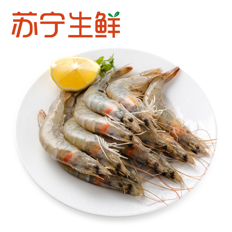 [苏宁生鲜]原膳厄瓜多尔白虾300g(60-70只/kg)