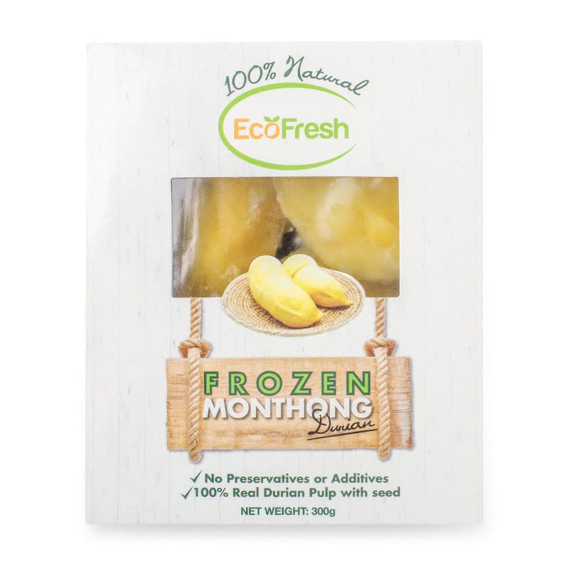 【苏宁生鲜】Ecofresh溢鲜冷冻金枕榴莲果肉300g/盒*2 新鲜水果图片
