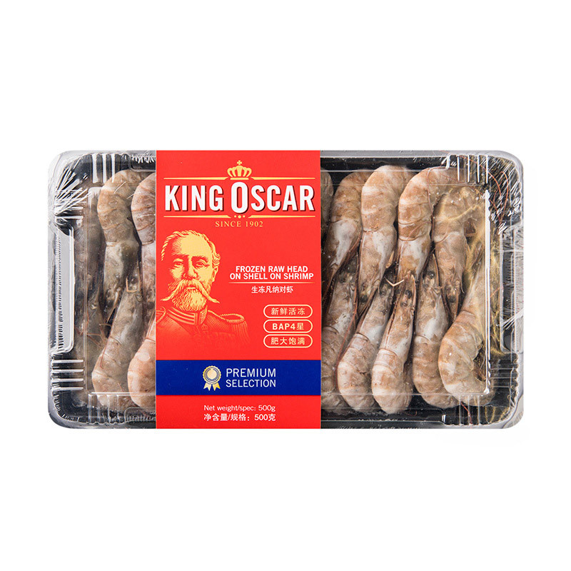 【苏宁生鲜】KINGOSCAR生冻凡纳对虾500g(21-25只)
