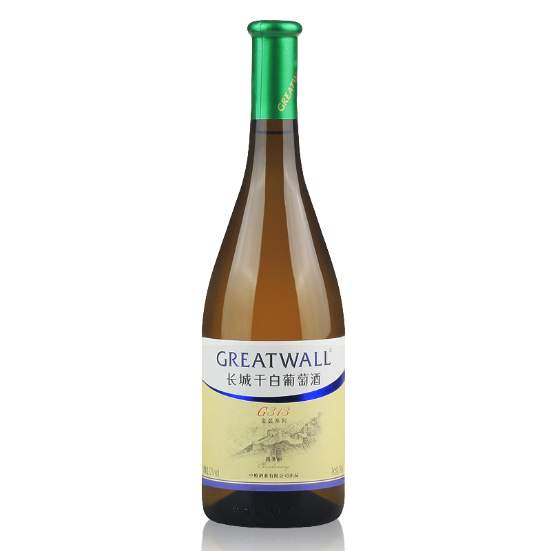 国产葡萄酒 GREATWALL中粮长城金装G313霞多丽干白葡萄酒 长城干白 单支750ml