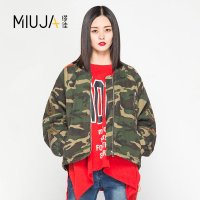 女款迷彩加棉保暖短款宽松棉衣