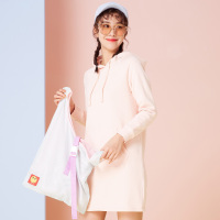 美特斯邦威chic卫衣女长款2018春装新品连帽抽绳运动外套韩版潮X