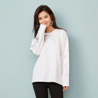 美特斯邦威卫衣女士秋装白色潮流上衣宽松韩版针织打底衫学生潮