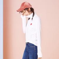 美特斯邦威2018春装新款加长袖T恤女打底衫高领刺绣韩版百搭潮6034984267_1