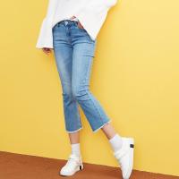 美特斯邦威2018春装新款九分喇叭牛仔裤女弹力显瘦毛边流苏韩版Y6040437724_0