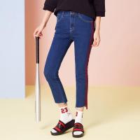 美特斯邦威2018春装新款百搭显瘦打底裤女牛仔裤复古织带韩版潮6045497314