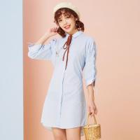 美特斯邦威2018春装新款韩版百搭衬衫裙条纹连衣裙女甜美可爱潮6034919804_1