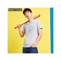 美特斯邦威短袖T恤男2018夏季新款学院风弧形字母印花潮短袖T恤661380