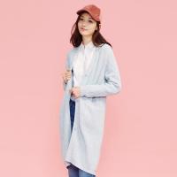 美特斯邦威针织开衫女士春秋装时尚大V领中长款毛衣外套文艺