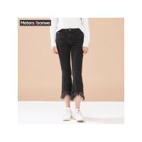 美特斯邦威牛仔长裤女秋装款脚口毛边喇叭裤学生潮专柜款246990