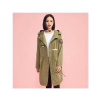 美特斯邦威夹克女士春秋装韩版宽松中长款贴章风衣外套学生245723