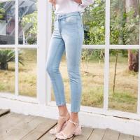 美特斯邦威2018夏季新款牛仔裤女微弹打底裤修身九分裤百搭604575