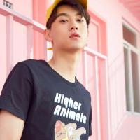 美特斯邦威短袖T恤男士2018夏季新款学生百搭搞笑熊卡通印花T恤661392