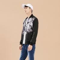 美特斯邦威开衫卫衣男士春秋装时尚棒球领印花韩版拉链外套224199