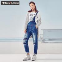 美特斯邦威牛仔裤女士春装款时尚背带裤潮246847商场同款_1