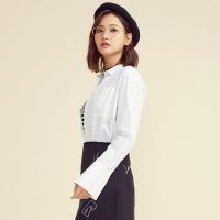 美特斯邦威衬衫女装纯色修身袖气质小清新打底衬衫潮223867