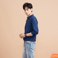 美特斯邦威衬衫男秋季款民族风印花水洗衬衫722376商场同款_1