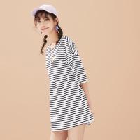 美特斯邦威连衣裙女士夏装纯棉条纹宽松动物绣花中裙603238_1