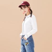 美特斯邦威长袖衬衫女秋季款娃娃领白衬衣223959商场同款_1