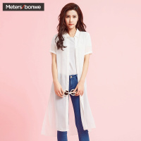 美特斯邦威短袖衬衫女士夏装长衬衫雪纺衬衣225594_1