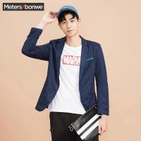 美特斯邦威西装西装男装修身薄款针织小西服224208