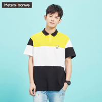 美特斯邦威POLO衫男夏季拼色章仔712060商场同款