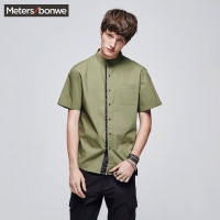美特斯邦威短衬衫男士夏装梭织背后织带225245