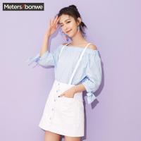 美特斯邦威官方旗舰店背带裙女士夏装新款排扣短裙学生百搭舒适258405