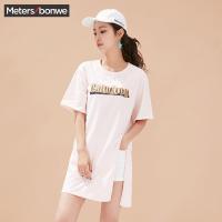 美特斯邦威连衣裙女士夏装侧开叉T恤裙241025