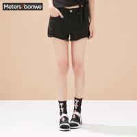 美特斯邦威牛仔短裤女夏装磨破毛边热裤254785