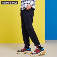 美特斯邦威休闲裤男2018春装褶裥梭织长裤748185