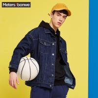 美特斯邦威夹克男2018春新款潮流廓形牛仔夹克外套661110