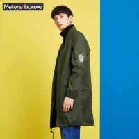 美特斯邦威夹克男2018春装老虎印花潮中长款夹克外套734157