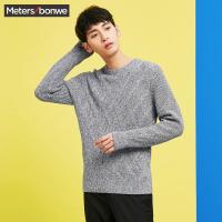 美特斯邦威毛针织衫男2018春装菱形肌理套头毛衫716119