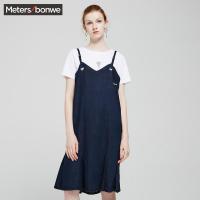 美特斯邦威牛仔裙女士夏装休闲吊带裙233483