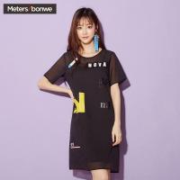 美特斯邦威连衣裙女夏装趣味印花连衣裙241012