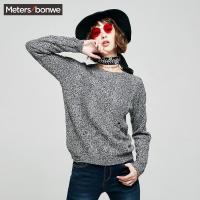 美特斯邦威针织衫女秋季白色潮流绞花套头毛衣学生上衣228967