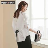 美特斯邦威长袖衬衫女秋季韩版宽松原宿风白衬衣