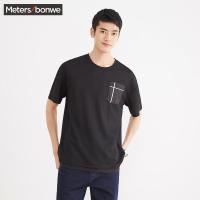 美特斯邦威T恤男2017夏装新款时尚假两件针织短袖726333商场同款
