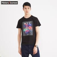 美特斯邦威短袖T恤男2017夏装新款圆领印花短袖726325商场同款