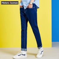 美特斯邦威2018春新款牛仔长裤男时尚百搭韩版修身小脚裤商场款756382