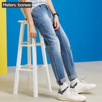 美特斯邦威2018春新款牛仔长裤男百搭修身时尚韩版牛仔裤商场款756376