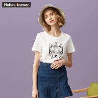 美特斯邦威ins短袖T恤女潮流涂鸦半袖衫学生百搭潮2018夏季新款603766