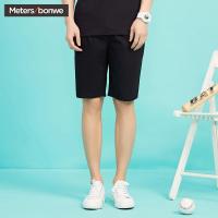 美特斯邦威休闲裤男士夏装精致细节舒适抽绳梭织中裤602021