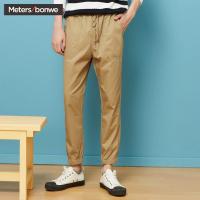 美特斯邦威慢跑裤秋季新款男装简约抽绳直筒青年裤子男士休闲长裤748146
