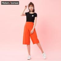 美特斯邦威背带裤女夏装女时尚帅气阔腿背带裤604526